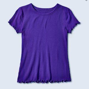 Ava & Viv Pullover T-Shirt Womens 2X Purple Ribbed Scoop Neck Cotton Blend